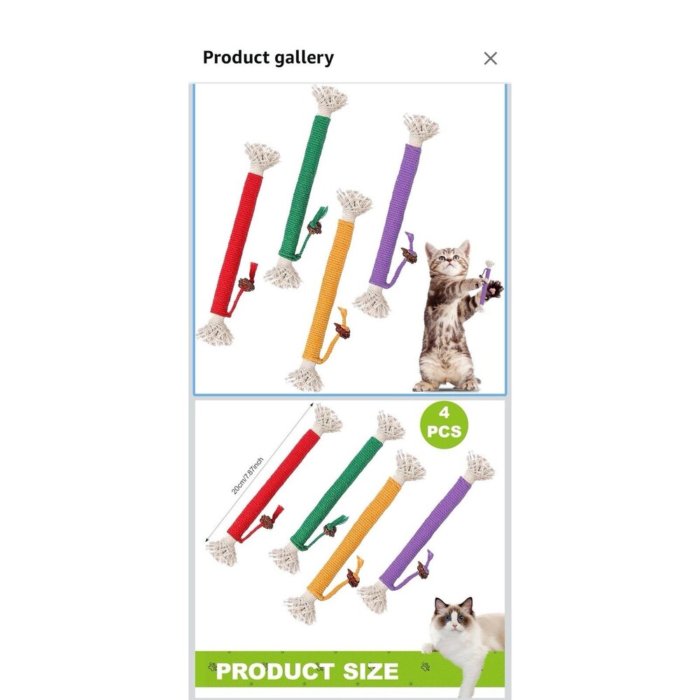 4pk Silvervine Catnip Chew Toys 7.87in Dental Treats for Indoor Kittens - US